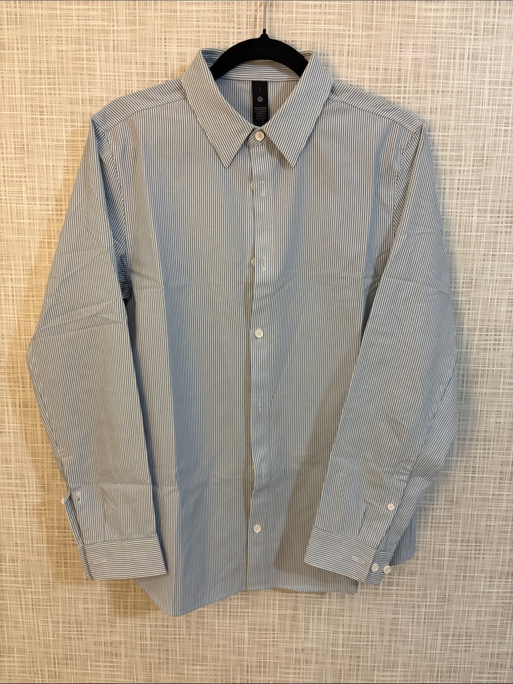 Lululemon Men’s Light Blue Striped Dress Shirt Performance Material